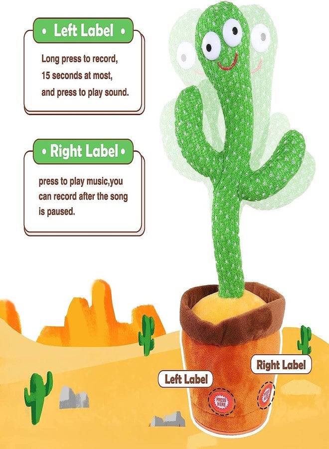 TECH LOGO ELECTRONICS The Store Dancing Cactus - Animated Plush Talking Toy with Music and Dance Moves for Kids and Adults Teaching and Singing Recording Repeat What You Say (Pack of 1) - Image 5